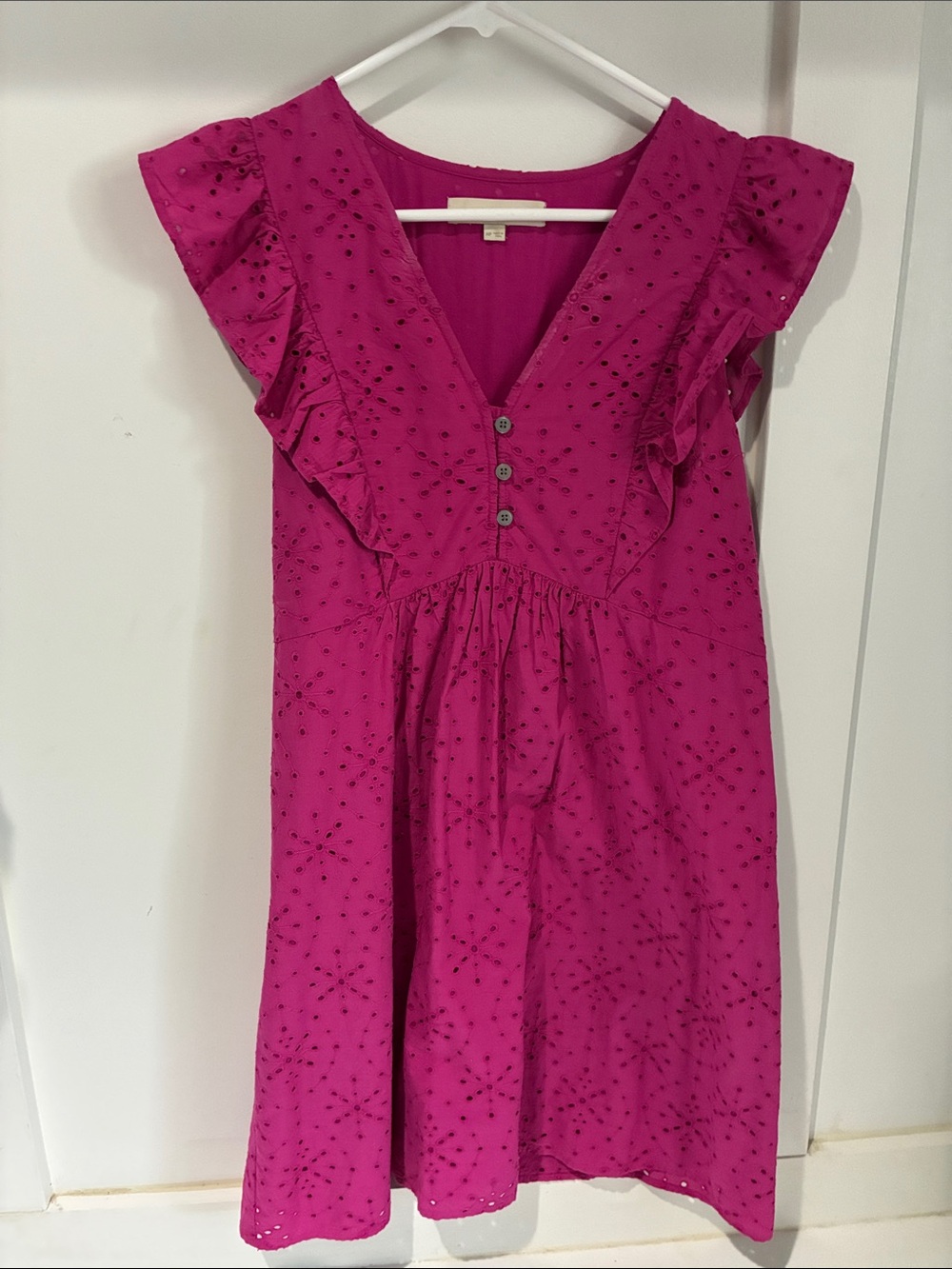 LOFT Girls Magenta Eyelet Ruffle Dress